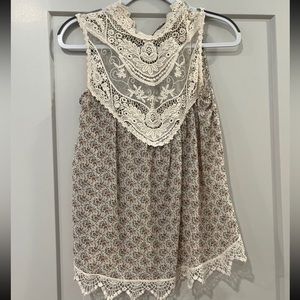 Papermoon Crochet & Lace Floral Tank with Collar